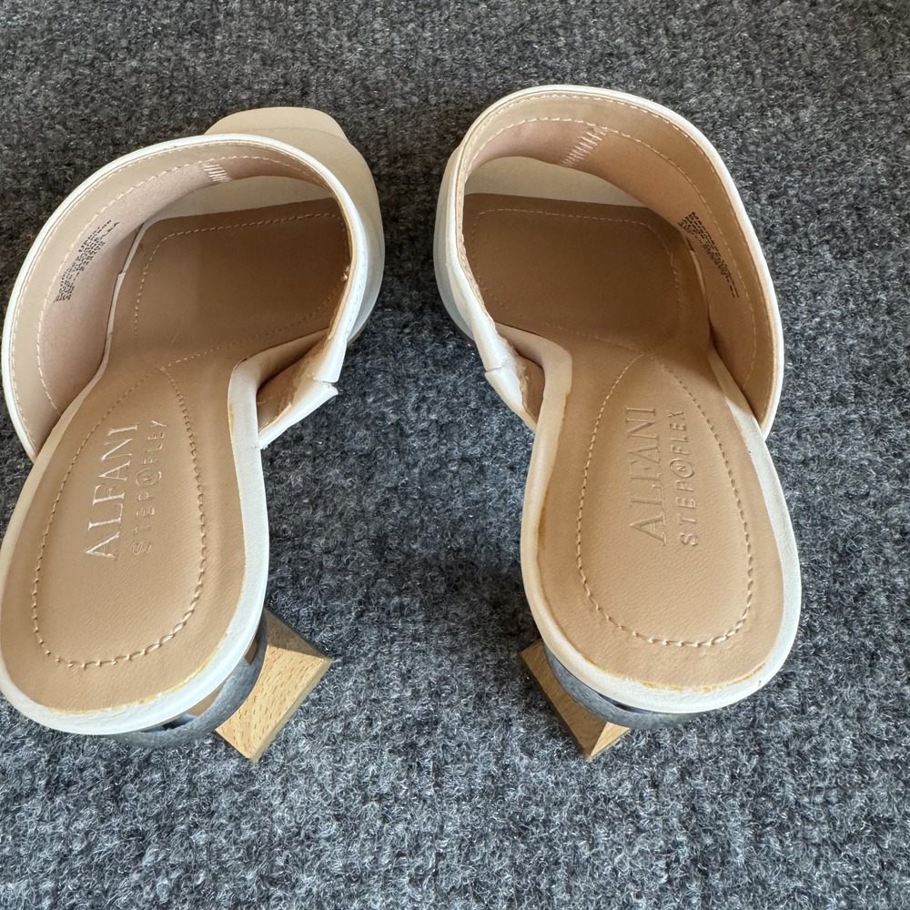 Alfani Magnoleap Mule Heels Sz 6 M Modern Ball Block Heel White with Box - Picture 2 of 9
